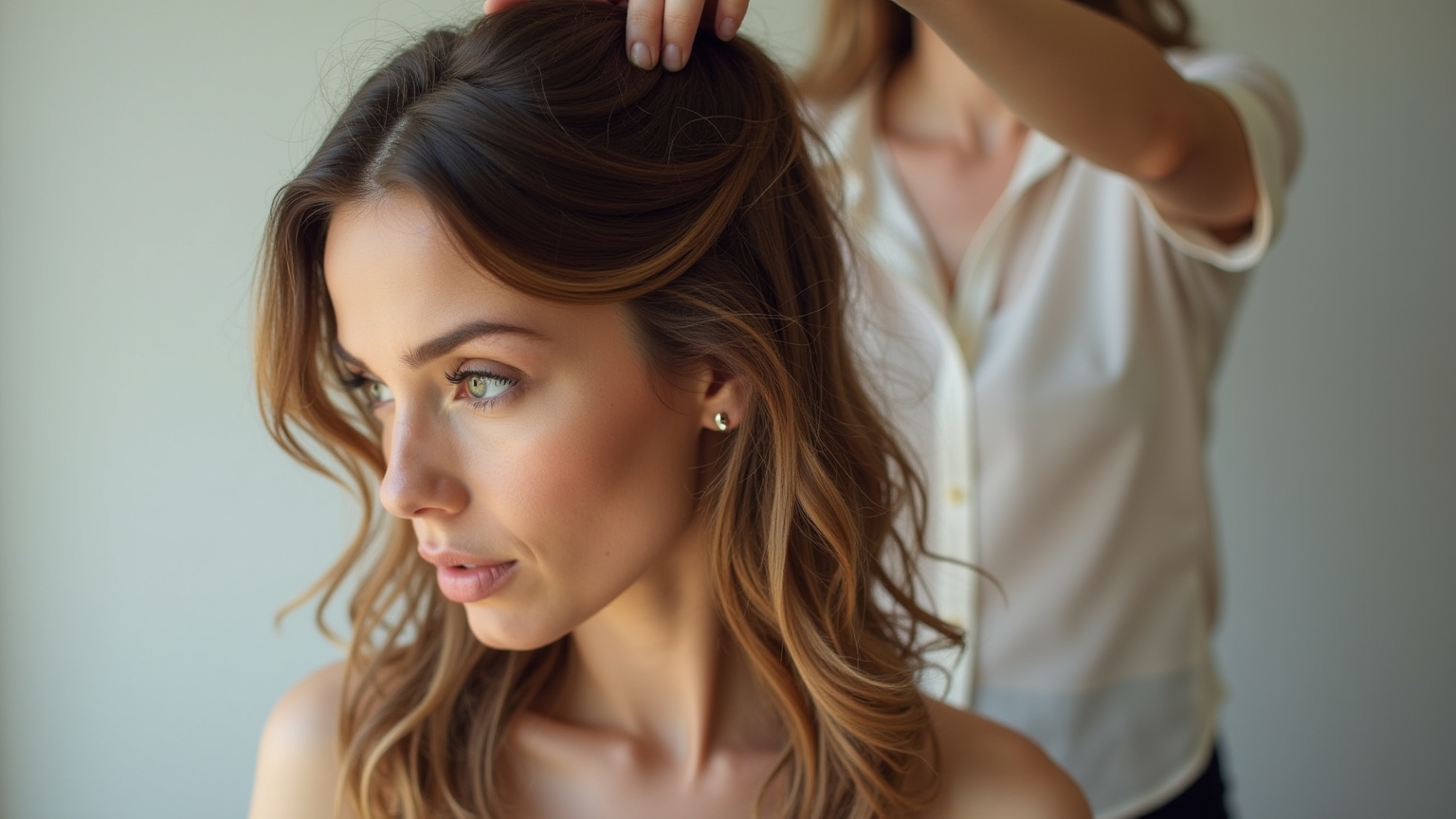 Mise en plis coiffeur avec bigoudis